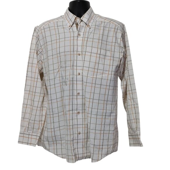 Ariat Pro Series Classic Western Shirt Striped Plaid Off White Men's Size M - Picture 1 of 16